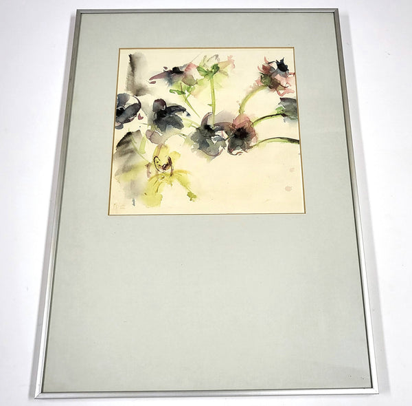 Vintage Monique Polak – bloemenaquarel, gesigneerd en ingelijst