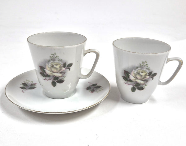 Vintage Bareuther Waldsassen espressokop en schotel met bloemendecor