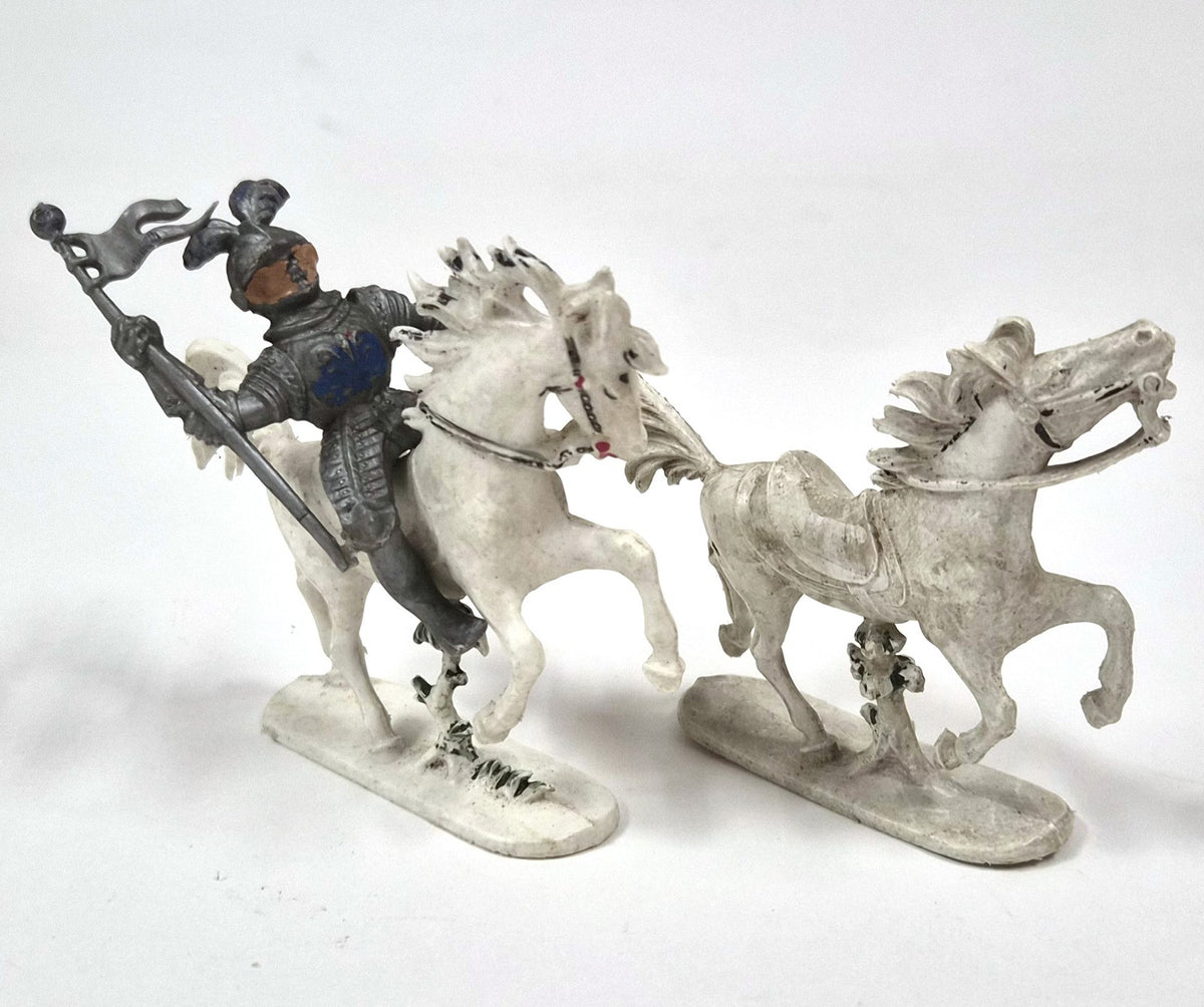 Vintage ridder te paard en paard, West-Duitsland, set van 2