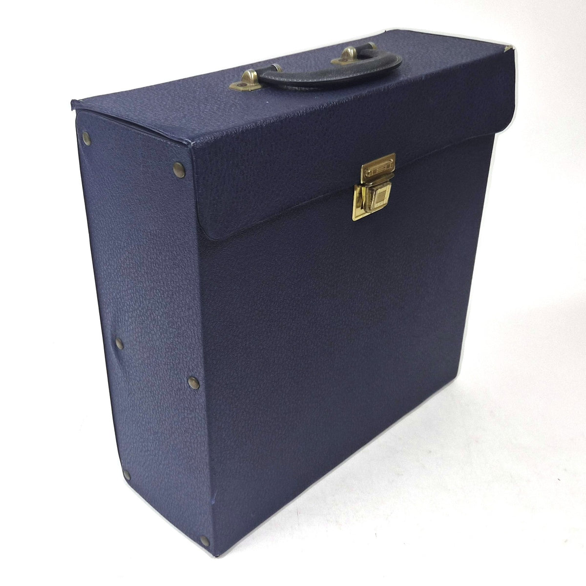 Vintage donkerblauwe platenkoffer voor LP's