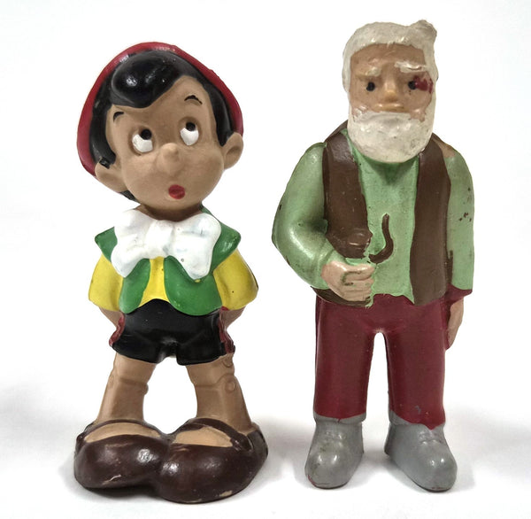Vintage Pinocchio en Geppetto figuurtjes van Bullyland (Disney), set van 2