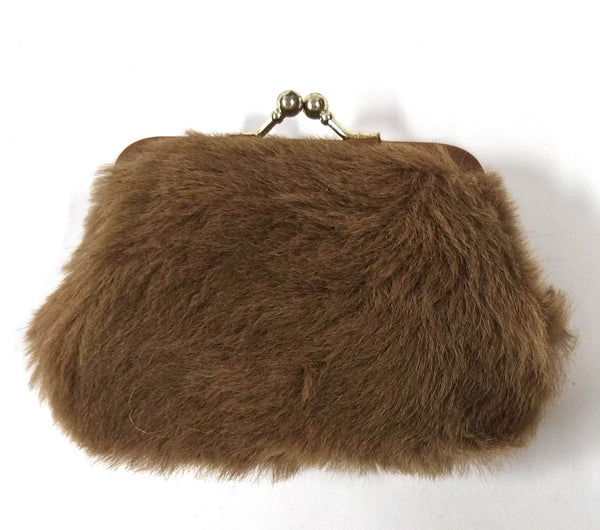 Vintage Mayfair Leathergoods portemonnee/clutch van kangoeroebont