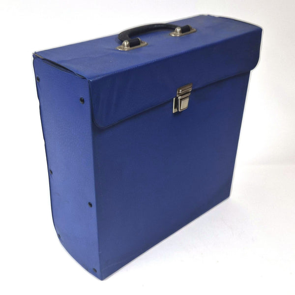 Vintage blauwe platenkoffer voor lp's