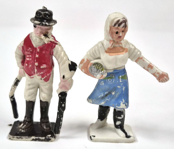 Vintage Set van 2 handgeschilderde boerenfiguurtjes uit Hongkong