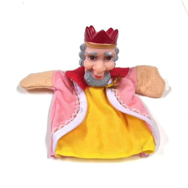 Vintage Mr. Rogers koning handpop met vinyl hoofd en roze mantel