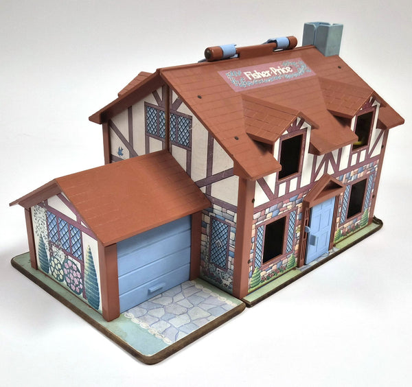 Vintage Fisher-Price Play Family huis nr. 952 met houten bodem