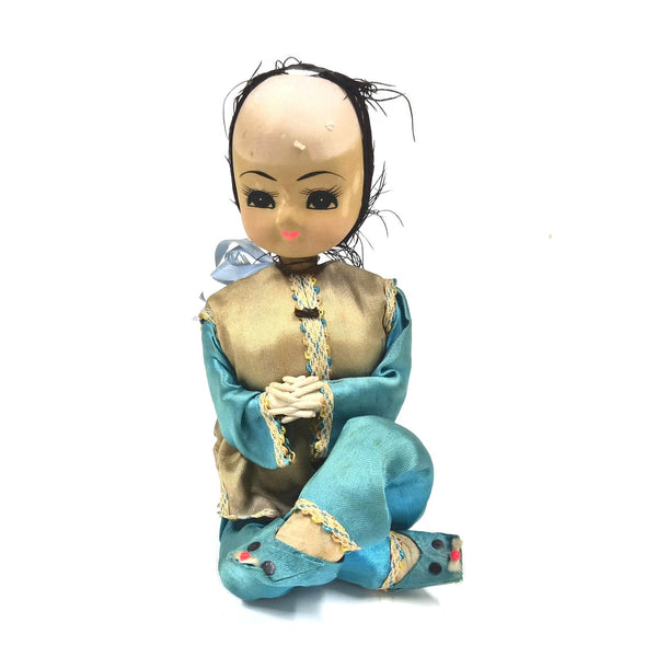 Vintage Koreaanse stoffen pop in Bradley-stijl, zittend, ca. 25 cm