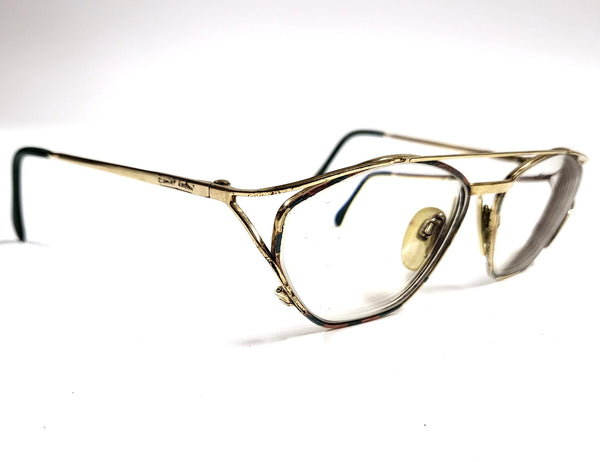 Vintage Enrico Coveri bril, goudkleurig metalen montuur
