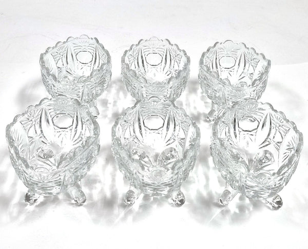 Vintage Set van 6 handgeblazen kristallen dessertschaaltjes met pontilmerk
