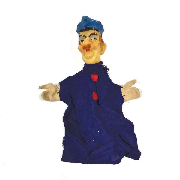 Vintage handpop politieagent met vinyl hoofd, jaren 60