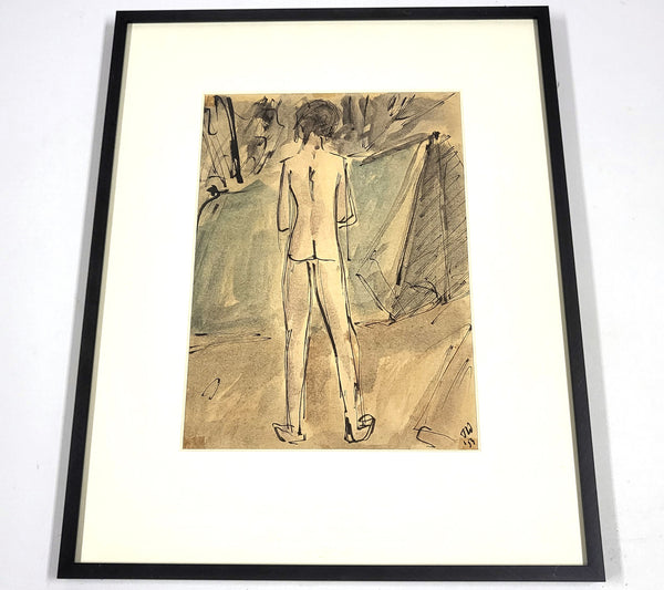 Vintage Antoon Winkel – Straatje in Chenard, pentekening 1959