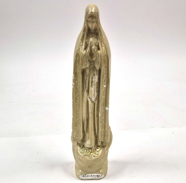 Vintage onze-Lieve-Vrouw van Fátima, beeld van chalkware, 34 cm