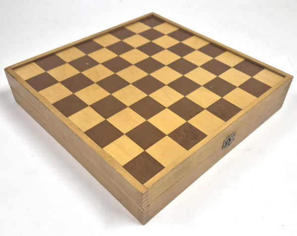 Vintage Homas houten opklapbord voor schaken, dammen en tric trac