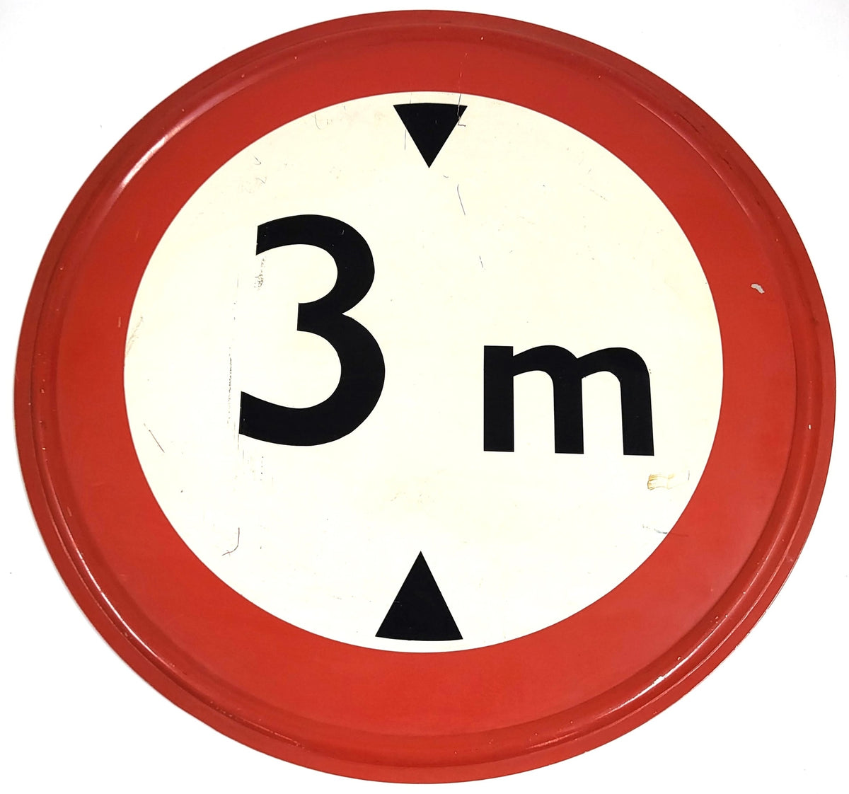 Vintage verkeersbord doorrijhoogte 3 meter, metaal