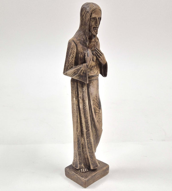 Vintage jezus met Heilig Hart, keramisch beeld, 36 cm
