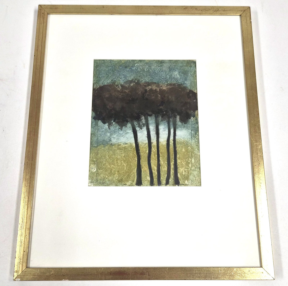 Vintage Gouache 'Vision Quest Walks' van Theo Hoogewerf-Boomzinger, ingelijst