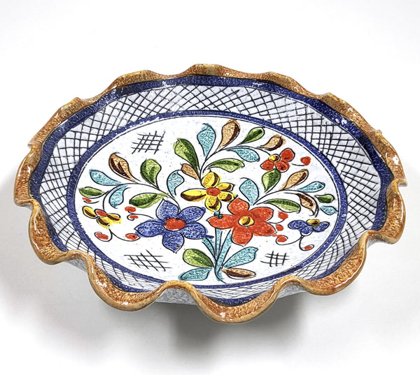 Vintage Fratelli Fanciullacci keramische schaal met bloemendecor