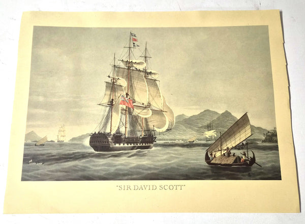 Vintage Print van het zeilschip 'Sir David Scott', jaren 50