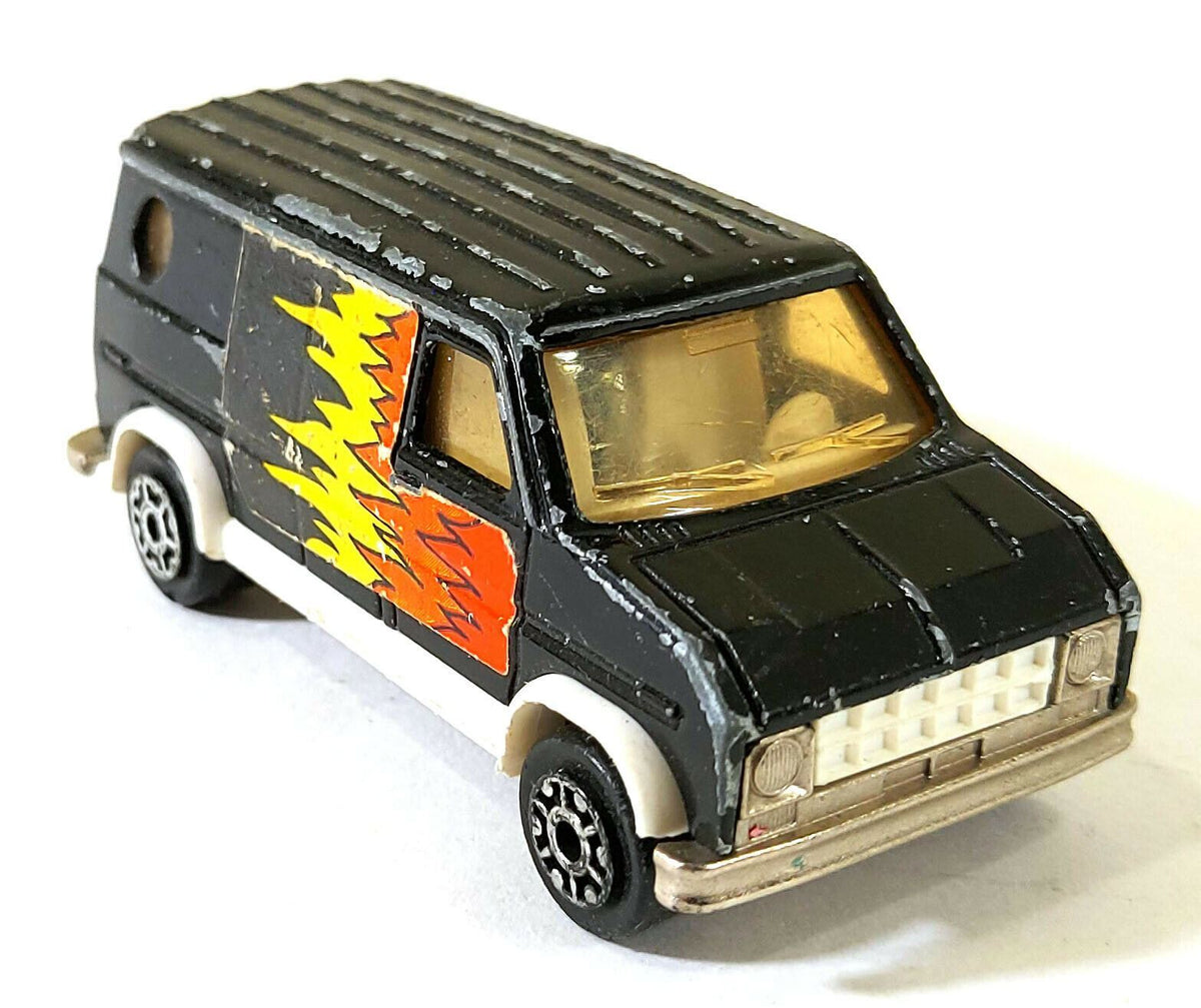 Vintage Majorette 250 zwarte bestelbus, 1:65