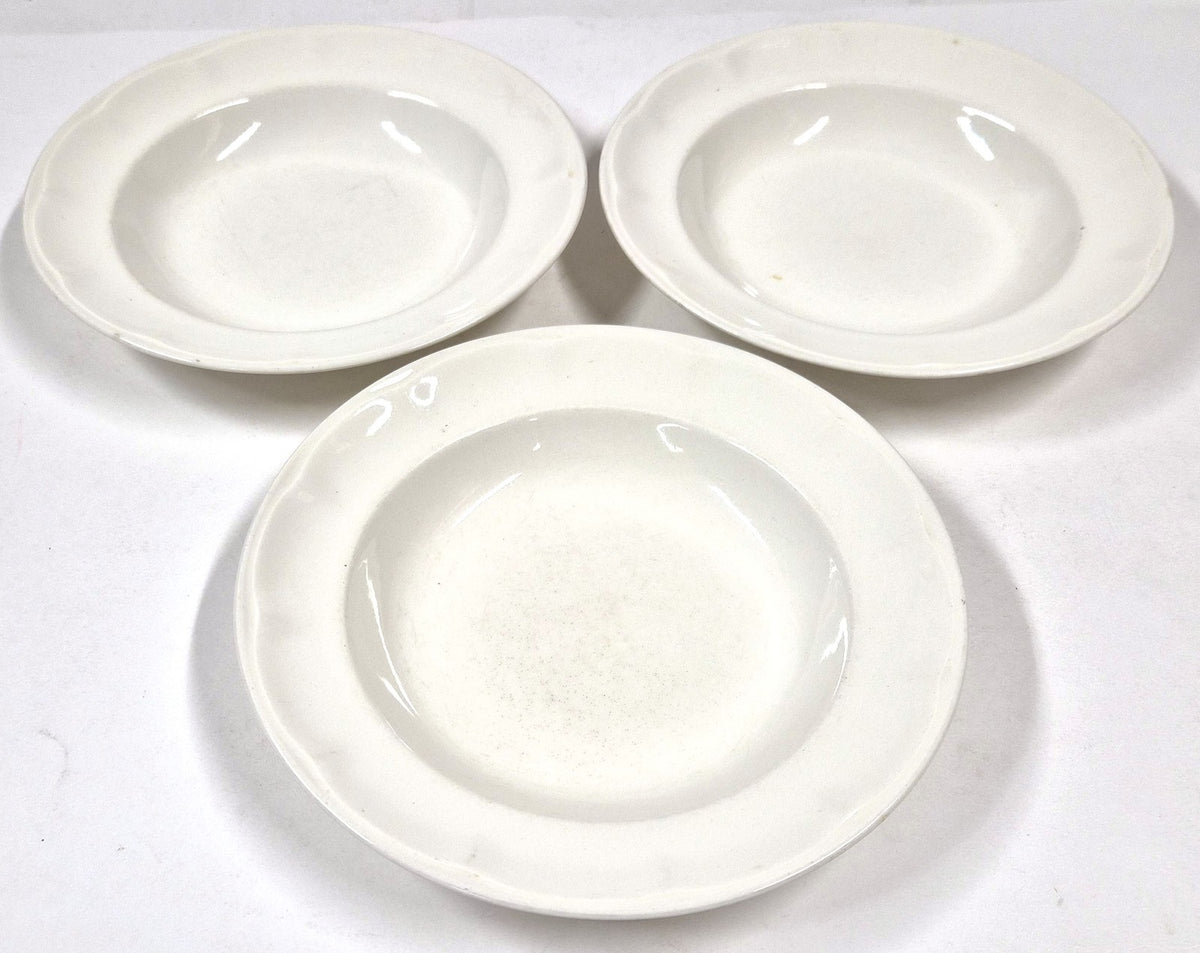 Vintage Royal Sphinx Maastricht soepborden, set van 3, wit ironstone