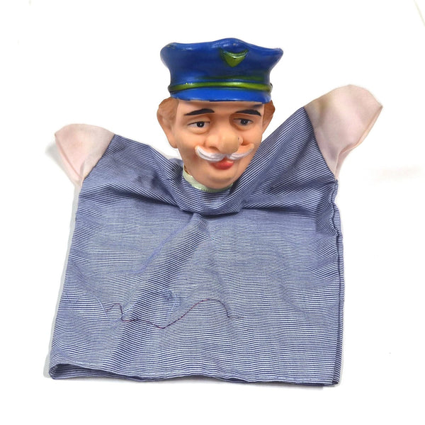Vintage handpop politieagent uit de jaren 60, Nederlands poppenkastpersonage
