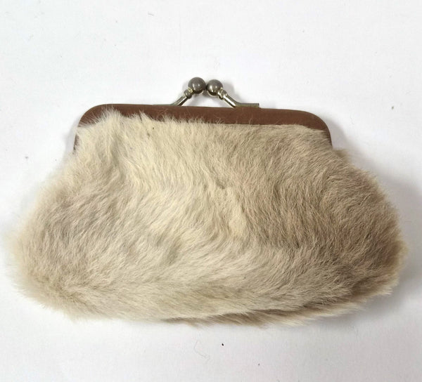 Vintage Mayfair Leathergoods portemonneetje van kangoeroebont