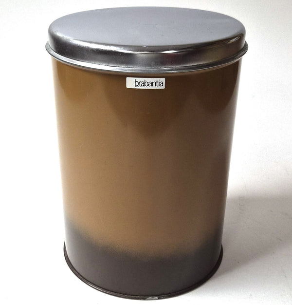 Vintage Brabantia voorraadbus, bruin met zilverkleurig deksel
