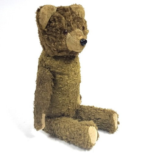 Grote vintage teddybeer met bewegende ledematen en piepgeluid