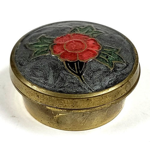 Vintage messing sieradendoosje met bloemenmotief