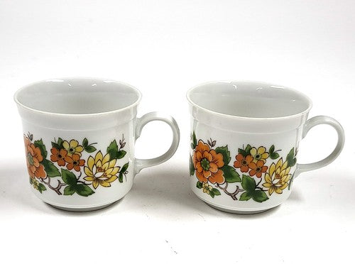 Vintage Mitterteich Bavaria porseleinen kopjes met bloemendecor, set van 2