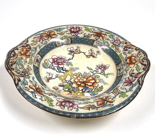 Antiek Minton ironstone bord met bloemendecor