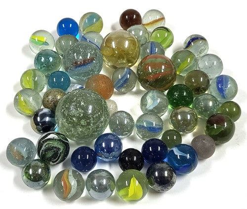 Vintage partij glazen knikkers (cat's eye), 300 gram