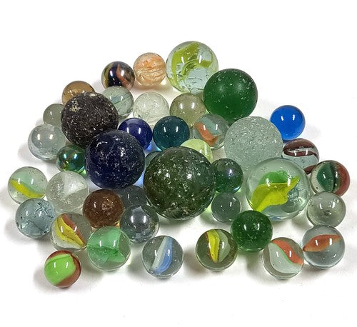 Vintage partij heldere glazen knikkers (cat's eye), 300 gram