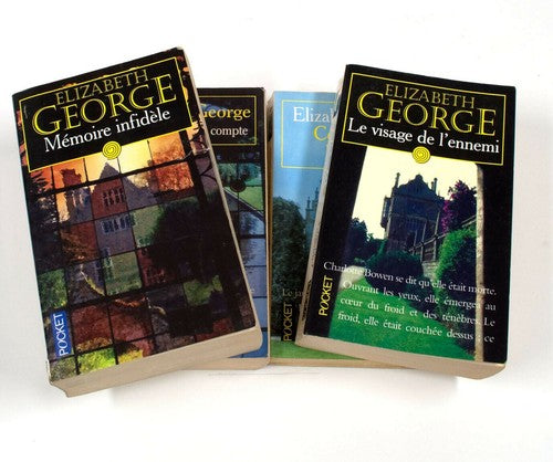 Vintage Elizabeth George – set van 4 Franstalige pocketboeken