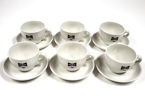 Miko koffiekopjes met schotels, Royal Raya porselein, 6 stuks