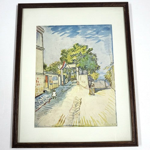 Vintage ingelijste reproductie van een straatgezicht van Vincent van Gogh