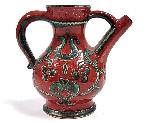 Vintage Gmundner Keramik kan met rood glazuur