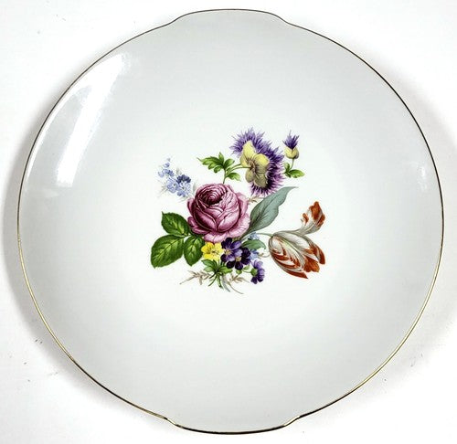 Vintage Winterling Bavaria serveerbord met boeket bloemen en goudrand