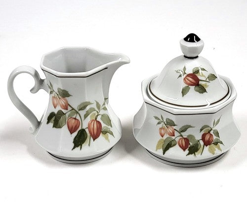 Vintage Winterling Bavaria melkkannetje en suikerpot met deksel, decor Autumn Fruit