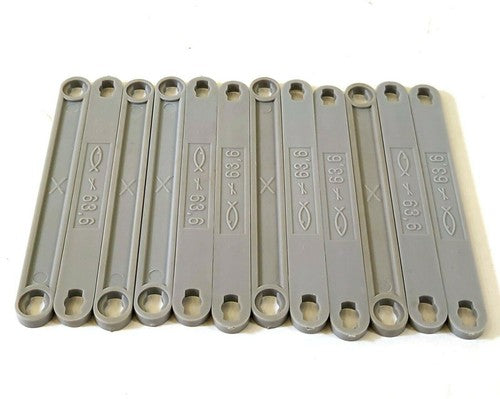 Vintage Fischertechnik I-Strut 63.6 – grijs – 12 stuks