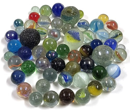 Vintage partij glazen knikkers (cat's eye), 300 gram