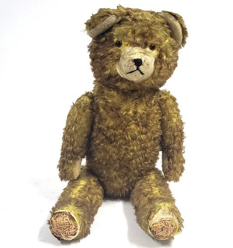 Vintage grote teddybeer met stro gevuld, ca. 74 cm, beweegbare ledematen