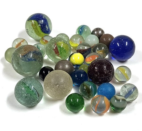 Vintage partij glazen knikkers (cat's eye), 300 gram