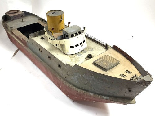 Vintage handgemaakt metalen modelschip, ca. 135 cm