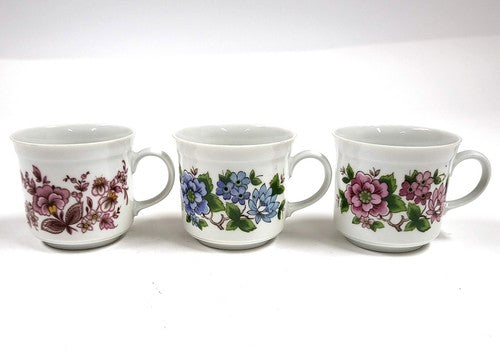 Vintage Mitterteich Bavaria koffie- of theekopjes met bloemen, set van 2