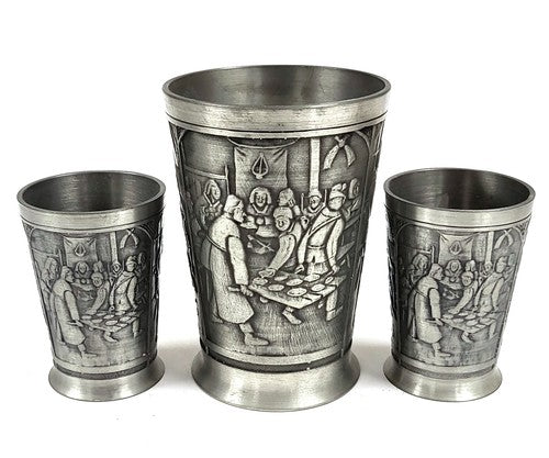 Vintage Daalderop tinnen Royal-bekers, set van 3