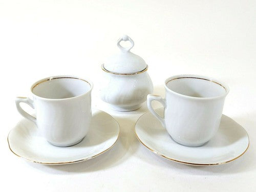 Vintage Korona porseleinen mokkakopjes met schotels, goudrand