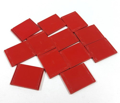 Vintage Fischertechnik 31013 vlakke plaat met gesloten zijkanten – rood – 12 stuks