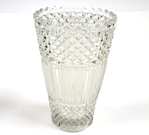 Vintage Hermanova Hut glazen vaas, helder glas
