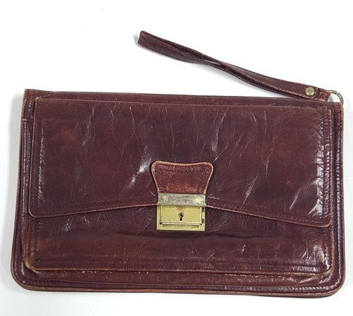 Vintage Firenze lederen handtas, roodbruin, Italië